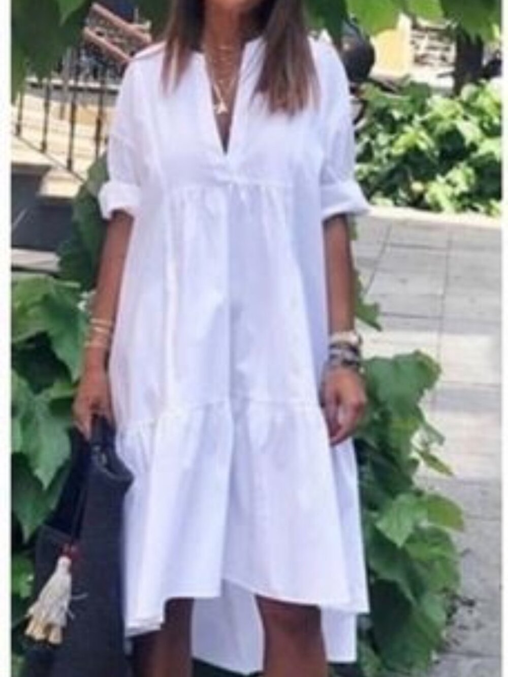 Zara White Ruffle Dress - Picture 2 of 9